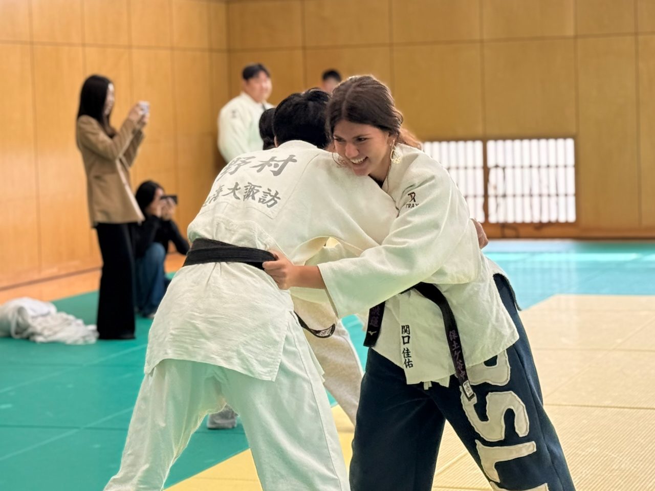 Stella practicing judo during the Chino high school visit