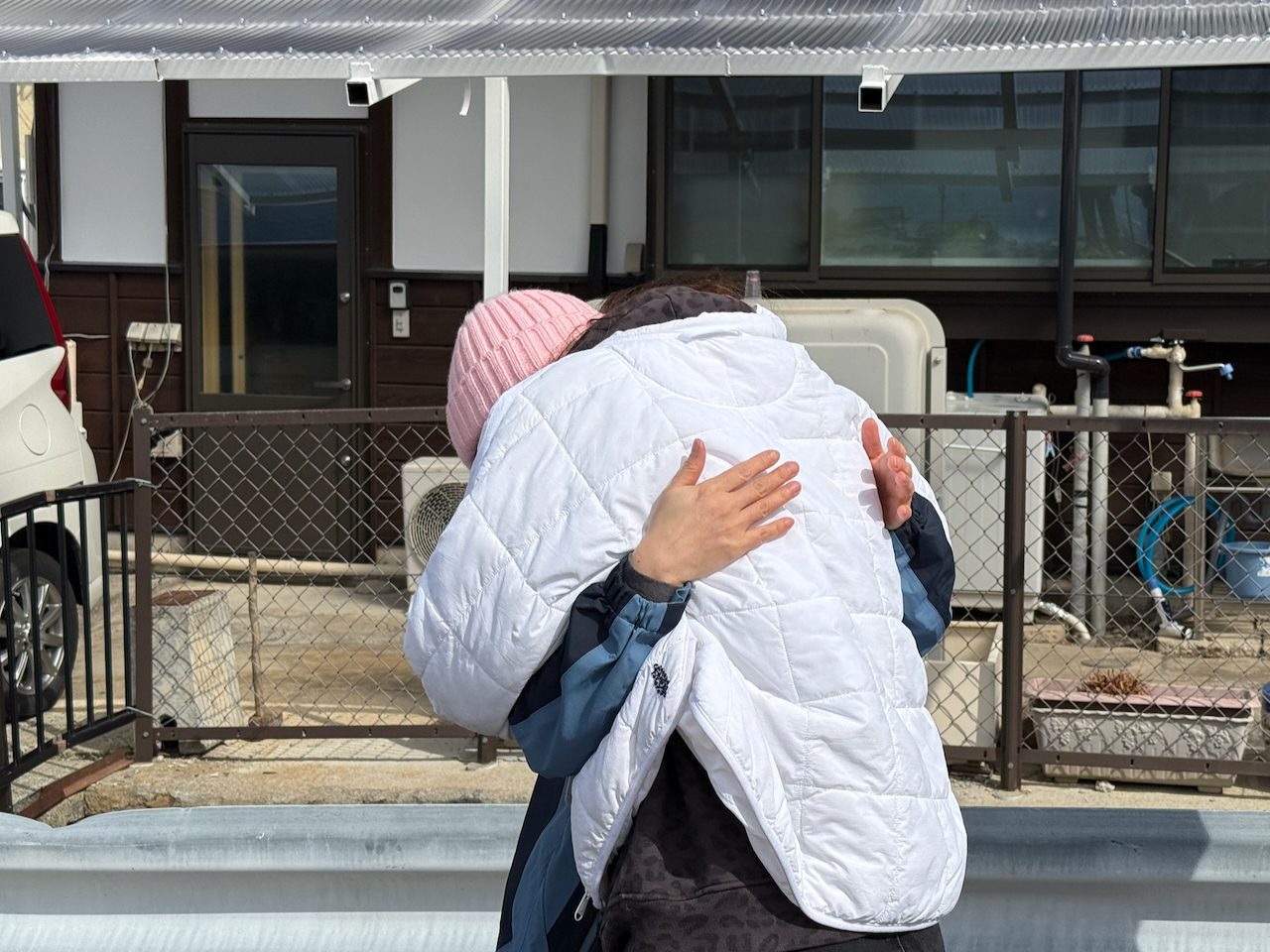 A farewell hug at the end of the homestay