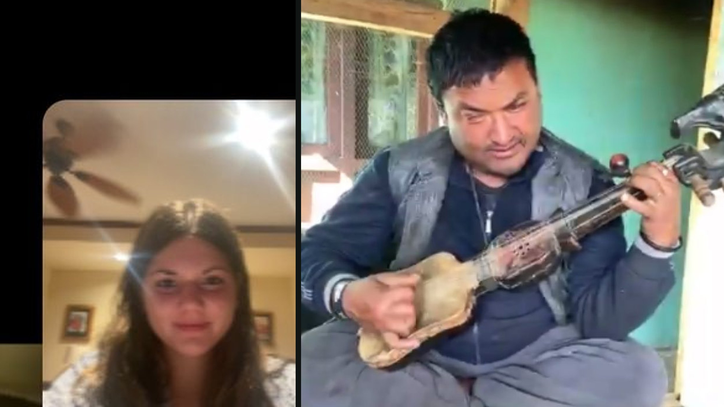 Stella on a Race4Good video call with Shakti Rai